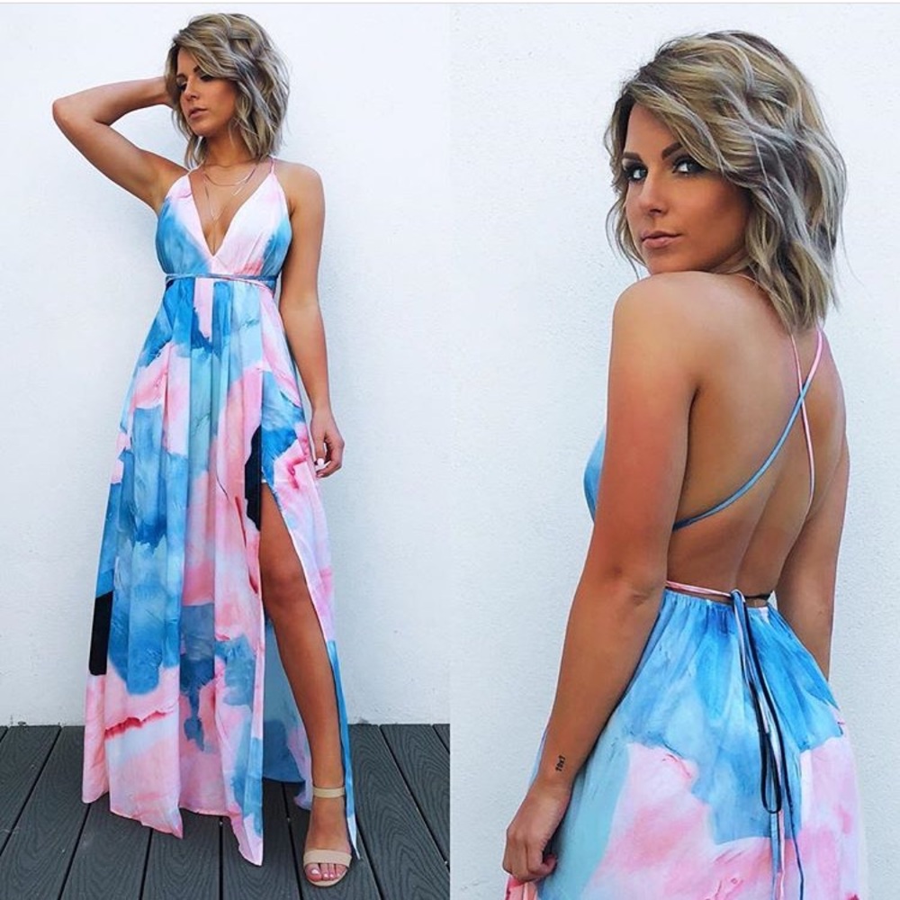 Shop Hopes Pink/Blue Maxi Dress (gender reveal!)